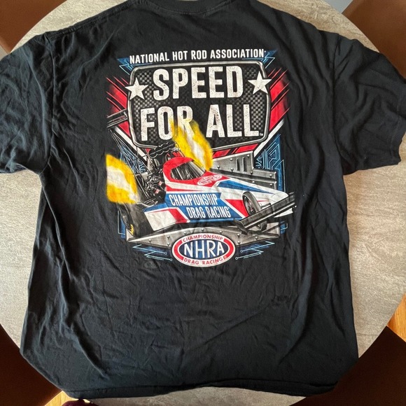 NHRA Drag Racing Speed For All Graphic T-Shirt Gildan Heavy Cotton XL Racing - Picture 4 of 5